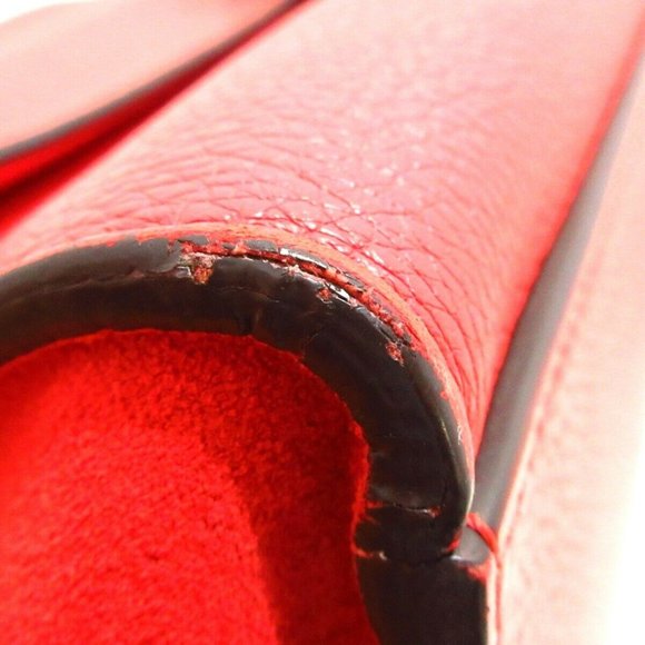 Auth CELINE Trapeze Small Red Leather Suede Womens Handbag - Picture 7 of 15